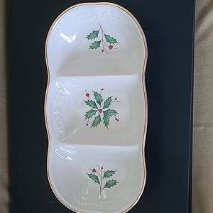 LENOX  Holiday   Divided 3 dish Serving  tray